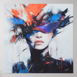 Modern Stylish Rainbow Abstract Beautiful Woman  Poster