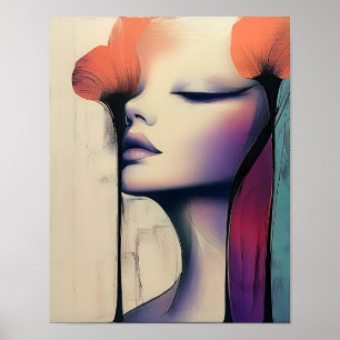 Modern Stylish Rainbow Abstract Beautiful Woman Poster