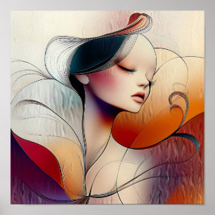 Modern Stylish Rainbow Abstract Beautiful Woman Poster
