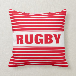Modern Stylish Red And White Striped Rugby Cushion