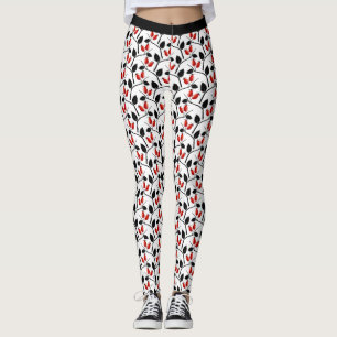 Modern Stylish Red Black Rose Hips Pattern Yoga Leggings