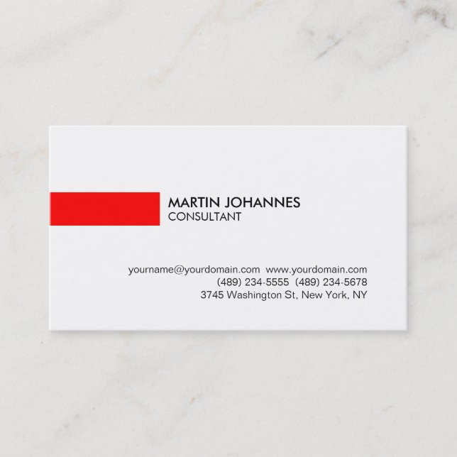 Modern Stylish Red Line Black White Business Card (Front)