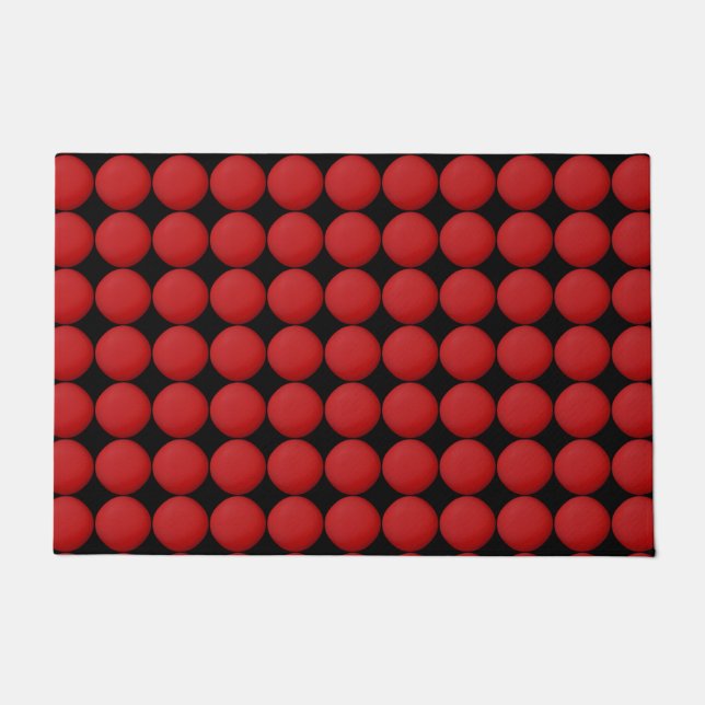 Modern Stylish Red Polka Dot Doormat (Front)
