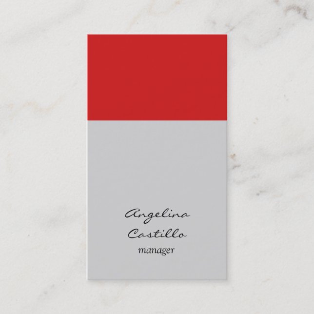 Modern Stylish Red Stripe Light Grey Background Business Card (Front)