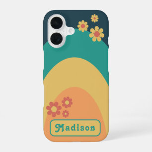 Modern Stylish Retro 70s Groovy Personalised iPhone 16 Case