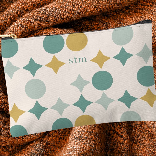 Modern Stylish Retro Pattern Monogram Accessory Pouch (Creator Uploaded)