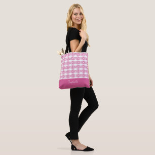 Modern stylish rose gold pattern & calligraphy tote bag