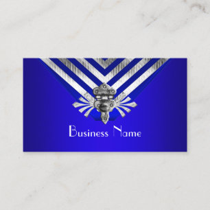 Modern Stylish Royal Blue Silver Stripe Hinge Business Card