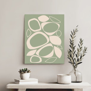 Modern Stylish Sage Green Cream Abstract Pattern Canvas Print