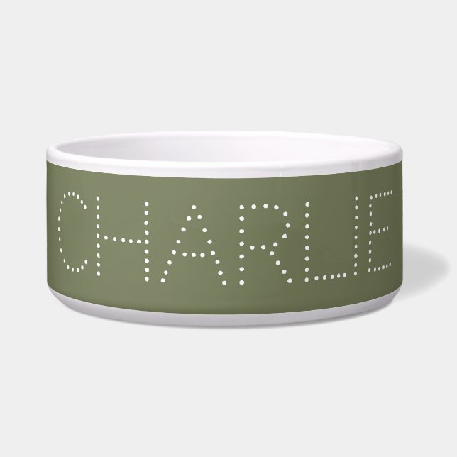 Modern Stylish Sage Green Dog Food Water  (Front)