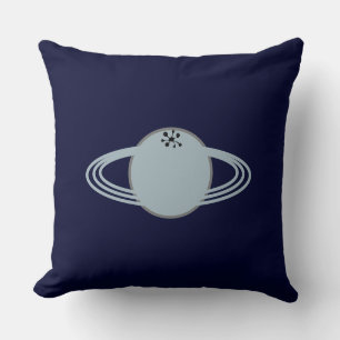 Modern Stylish Saturn on Navy Blue Cushion