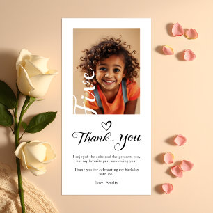 Modern Stylish Script 5th Birthday Photo Thank You Card