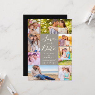 Modern Stylish Script 8 Multi Photo Save The Date Invitation