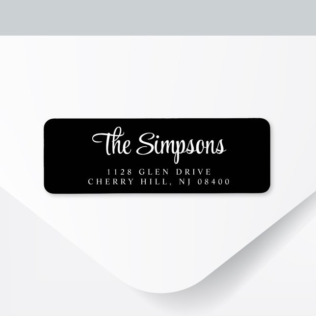 Modern Stylish Script Black Return Address (Creator Uploaded)