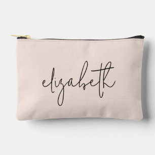 Modern Stylish Script Blush Pink Accessory Pouch
