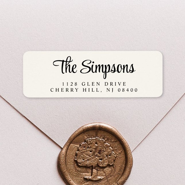 Modern Stylish Script Cream Return Address (Creator Uploaded)