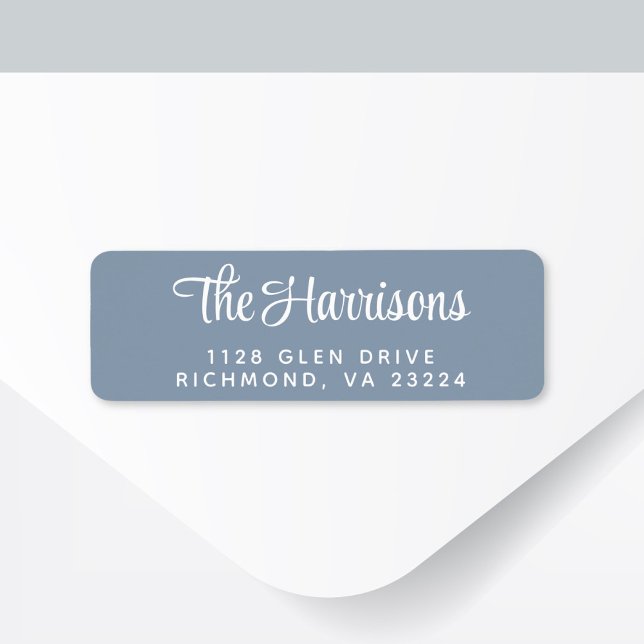 Modern Stylish Script Dusty Blue Return Address (Creator Uploaded)