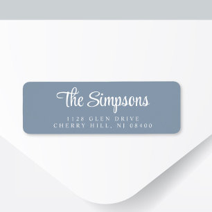 Modern Stylish Script Dusty Blue Return Address