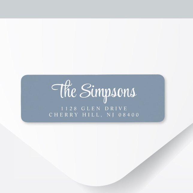 Modern Stylish Script Dusty Blue Return Address (Creator Uploaded)