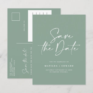 Modern stylish script elegant typography wedding a announcement postcard