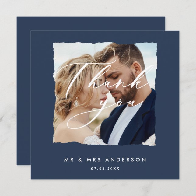 Modern stylish script elegant typography wedding announcement (Front/Back)