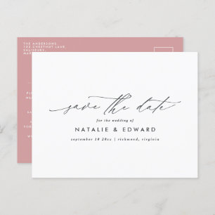 Modern stylish script elegant typography wedding announcement postcard