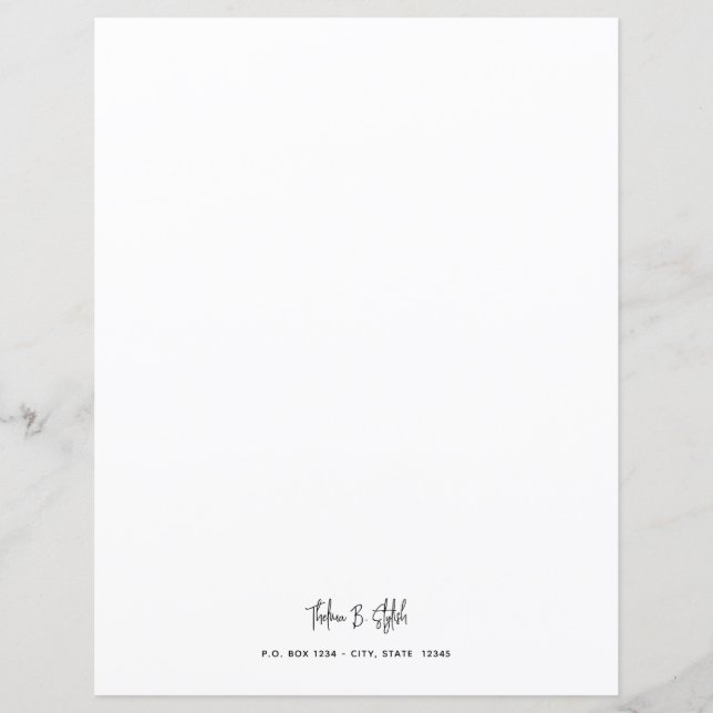 Modern Stylish Script Letter Stationary Paper (Front)