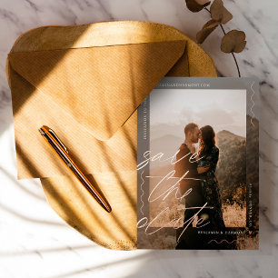 Modern Stylish Script Photo Overlay Save the Date