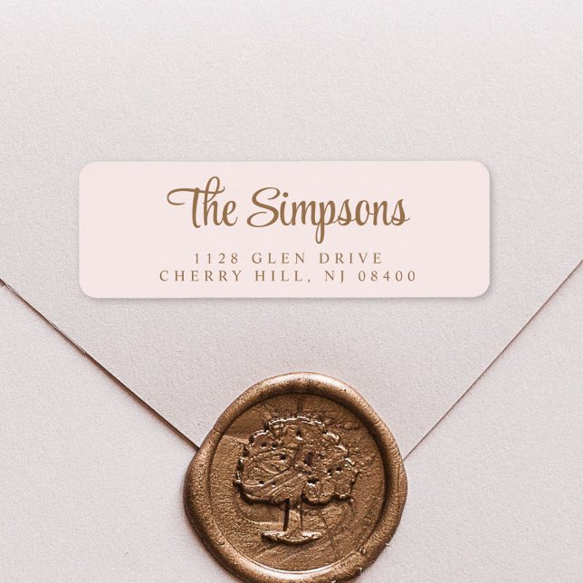 Modern Stylish Script Pink Gold Return Address (Creator Uploaded)