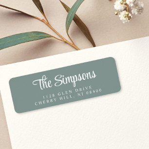 Modern Stylish Script Sage Green Return Address