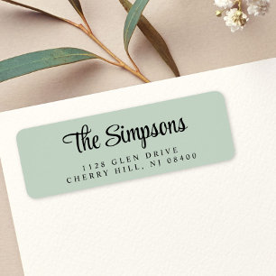 Modern Stylish Script Sage Green Return Address
