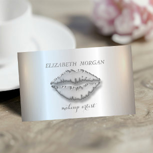 Modern Stylish,Silver,Makeup Artist,Lips Business Card