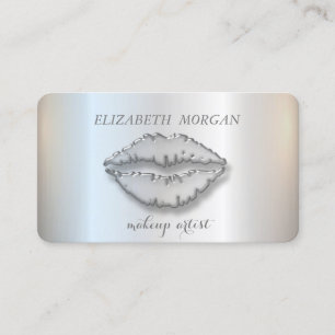 Modern Stylish,Silver,Makeup Artist,Lips Business Card