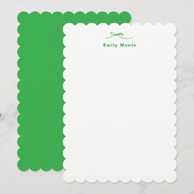 Modern Stylish Simple Feminine Girly Bow Green Card (Front/Back)