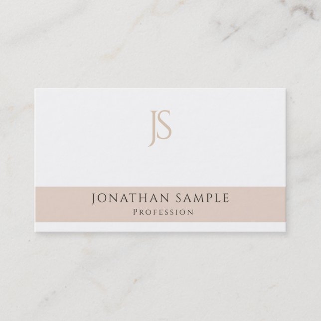 Modern Stylish Simple Professional Monogram Plain Business Card (Front)