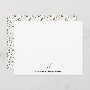 Modern Stylish Simple Script Monogram Note Card