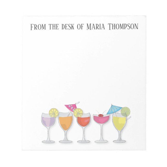 Modern Stylish Simple Trendy Watercolor Drinks Notepad (Front)
