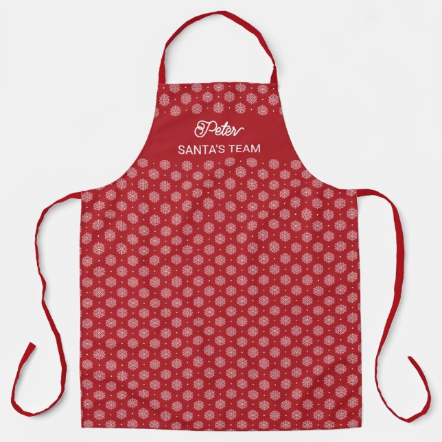Modern Stylish Snowflake Pattern Red Christmas Man Apron (Front)