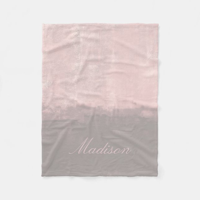 Modern stylish soft pink grey fleece blanket (Front)