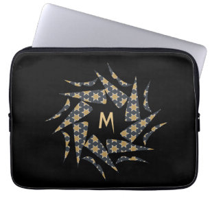 Modern Stylish Star Pattern Monogram Personalise Laptop Sleeve