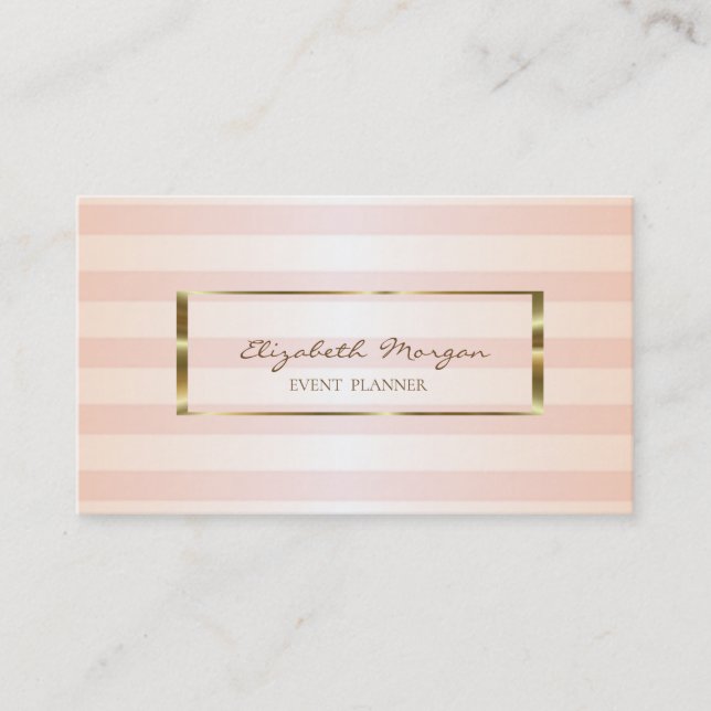 Modern Stylish Striped,Gold Frame Business Card (Front)