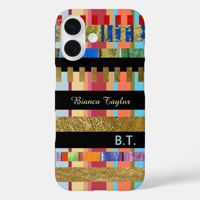 modern & stylish stripes with custom-name Case-Mate iPhone case (Back)