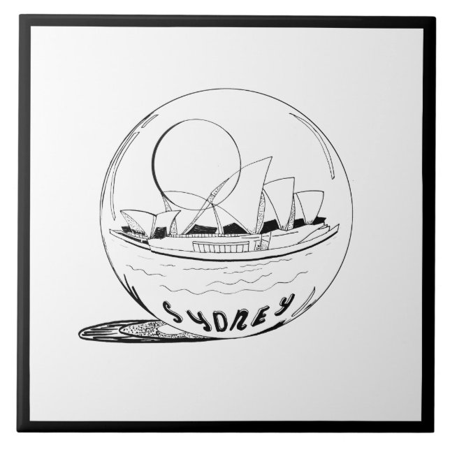 Modern Stylish Sydney Sity Black White Tile (Front)