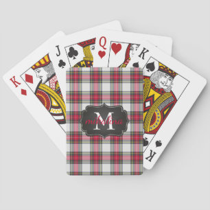 Modern Stylish Tartan Plaid Monogrammed Name Playing Cards