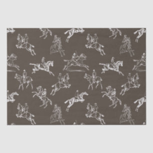 Modern Stylish Taupe White Horseback Riding Toile Tissue Paper