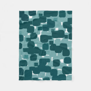 Modern Stylish Teal Abstract Pattern Fleece Blanket