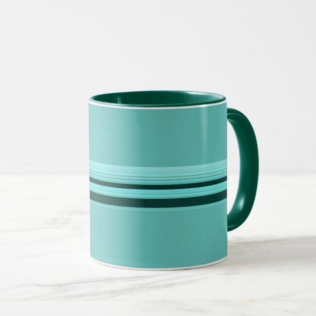 Modern Stylish Teal Striped Pattern Mug (Front Right)