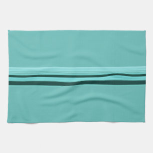 Modern Stylish Teal Striped Pattern Tea Towel