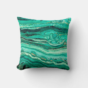 Modern Stylish Teal Turquoise Gold Faux Black Thro Cushion