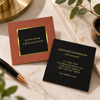 Modern stylish terracotta black gold professional square business card